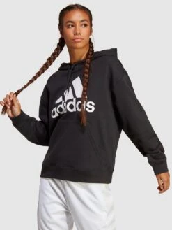 Adidas Sportswear Essentials Big Logo Oversized French Terry Hoodie - Black/White