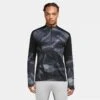Nike Men's Run Dry Fit Element Top 1/4 Camo Zip Top - BLACK/GREY