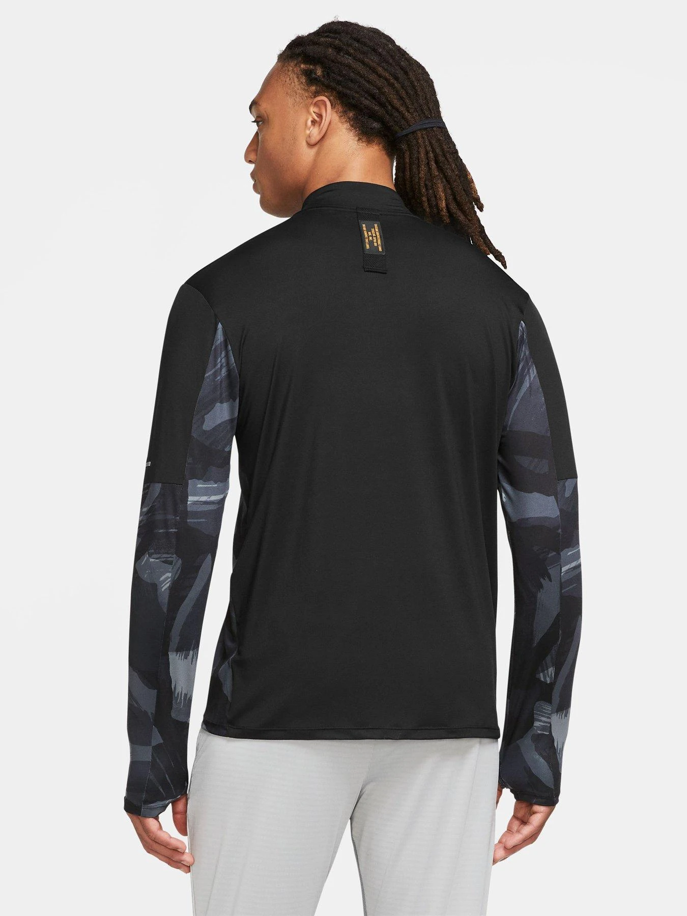 Nike Men's Run Dry Fit Element Top 1/4 Camo Zip Top - BLACK/GREY 2 Nike Men's Run Dry Fit Element Top 1/4 Camo Zip Top - BLACK/GREY - Image 2