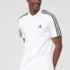 Adidas Essentials Embroidered Small Logo 3-Stripes Pique Polo Shirt - White