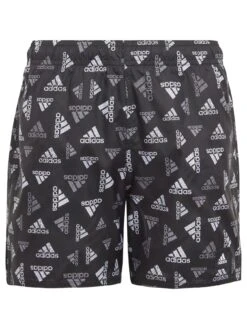 Adidas Boys Badge Of Sport All Over Print Swim Short - Black/White