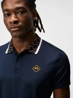 J.Lindeberg J LINDEBERG Glen Regular Fit Short Sleeve Polo Shirt - Navy -Sport Sphere VDFA1 SQ4 0000000048 NAVY MDd