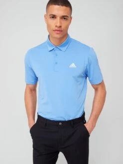 Adidas Golf Ultimate365 Solid Left Chest Polo Shirt - Blue