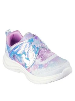 Skechers Girls Glimmer Kicks Multi Sparkle Print Fairy Wing Lighted Trainer
