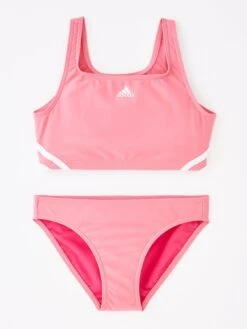 Adidas Junior Girls 3 Stripe Bikini - Pink