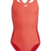 Adidas Younger Girls Cut 3 Stripe Swimsuit - Red