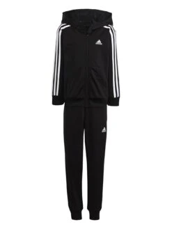 Adidas Sportswear Essentials Younger 3 Stripe Shiny Tracksuit - Black