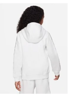 Nike Older Boys Sportswear Repeat Swoosh Fleece Overhead Hoody - White/Black -Sport Sphere VGILK SQ3 0000000269 WHITE BLACK SLb