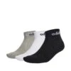 Adidas Linear Ankle 3 Pack Socks - Grey