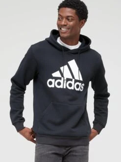 Adidas Big Logo Fleece Overhead Hoodie - Black
