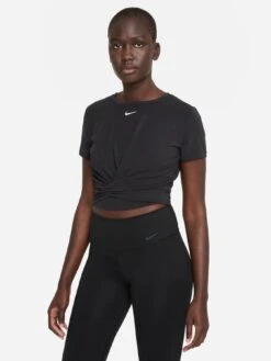 Nike The One Twist Cropped Short Sleeve T-Shirt - Black
