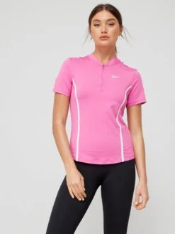 Nike Air Short Sleeve 1/4 Zip Running Top - Pink