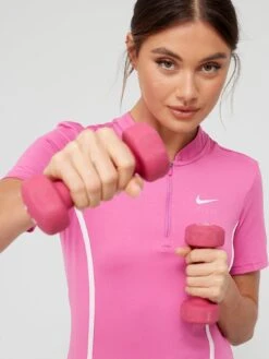 Nike Air Short Sleeve 1/4 Zip Running Top - Pink -Sport Sphere VHGJ4 SQ6 0000000063 PINK MDd2
