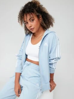 Adidas Sportswear Essentials 3-stripes French Terry Oversized Full-zip Hoodie - Blue -Sport Sphere VHZJP SQ4 0000000020 BLUE MDd