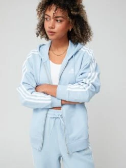 Adidas Sportswear Essentials 3-stripes French Terry Oversized Full-zip Hoodie - Blue -Sport Sphere VHZJP SQ5 0000000020 BLUE MDd1
