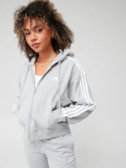 Adidas Sportswear Essentials 3-stripes French Terry Bomber Full-zip Hoodie - Grey