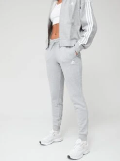 Adidas Sportswear Essentials Linear French Terry Cuffed Joggers - Grey/White