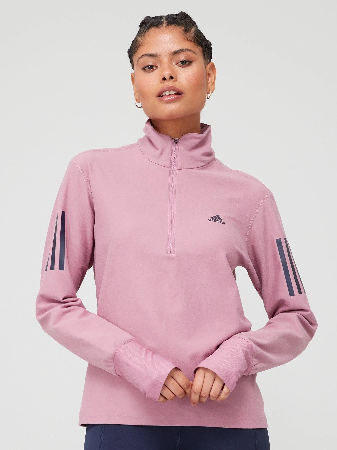 Adidas Performance Own The Run Running 1/2 Zip Sweatshirt - Pink 1 Adidas Performance Own The Run Running 1/2 Zip Sweatshirt - Pink