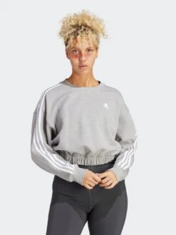 Adidas Sportswear Women's Sportswear Essentials 3-stripes Crop Sweatshirt - GREY