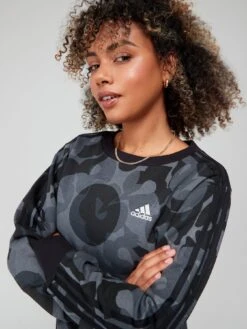 Adidas Sportswear Floral Graphic 3-stripes Fleece Sweatshirt - Black/Multi -Sport Sphere VHZPQ SQ4 0000000292 BLACK MULTI MDd