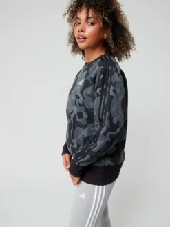 Adidas Sportswear Floral Graphic 3-stripes Fleece Sweatshirt - Black/Multi -Sport Sphere VHZPQ SQ5 0000000292 BLACK MULTI MDd1