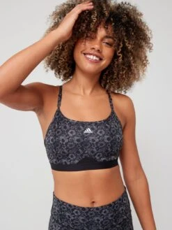 Adidas Performance Aeroreact Training Light-support Bra Floral Print - Black/Multi