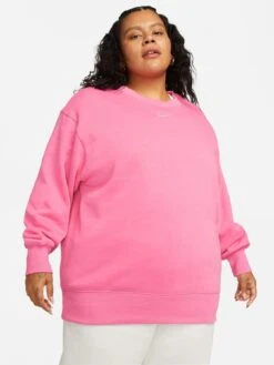 Nike Phoenix Oversized Crewneck Sweatshirt (Plus Size) - Pink