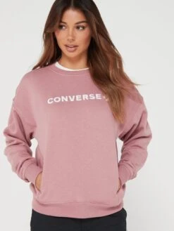 Converse Wordmark Big Logo Boyfriend Crew - Pink