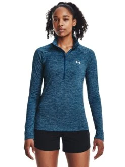 UNDER ARMOUR Womens Training Tech 1/2 Zip Long Sleeve Top - Blue