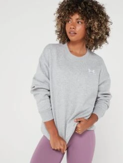 UNDER ARMOUR Training Essentials Fleece Crew Sweat - Light Grey