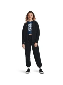 UNDER ARMOUR Womens Training Rival Fleece Full Zip Hoodie - Black/White -Sport Sphere VKIO3 SQ3 0000000019 BLACK WHITE MDo