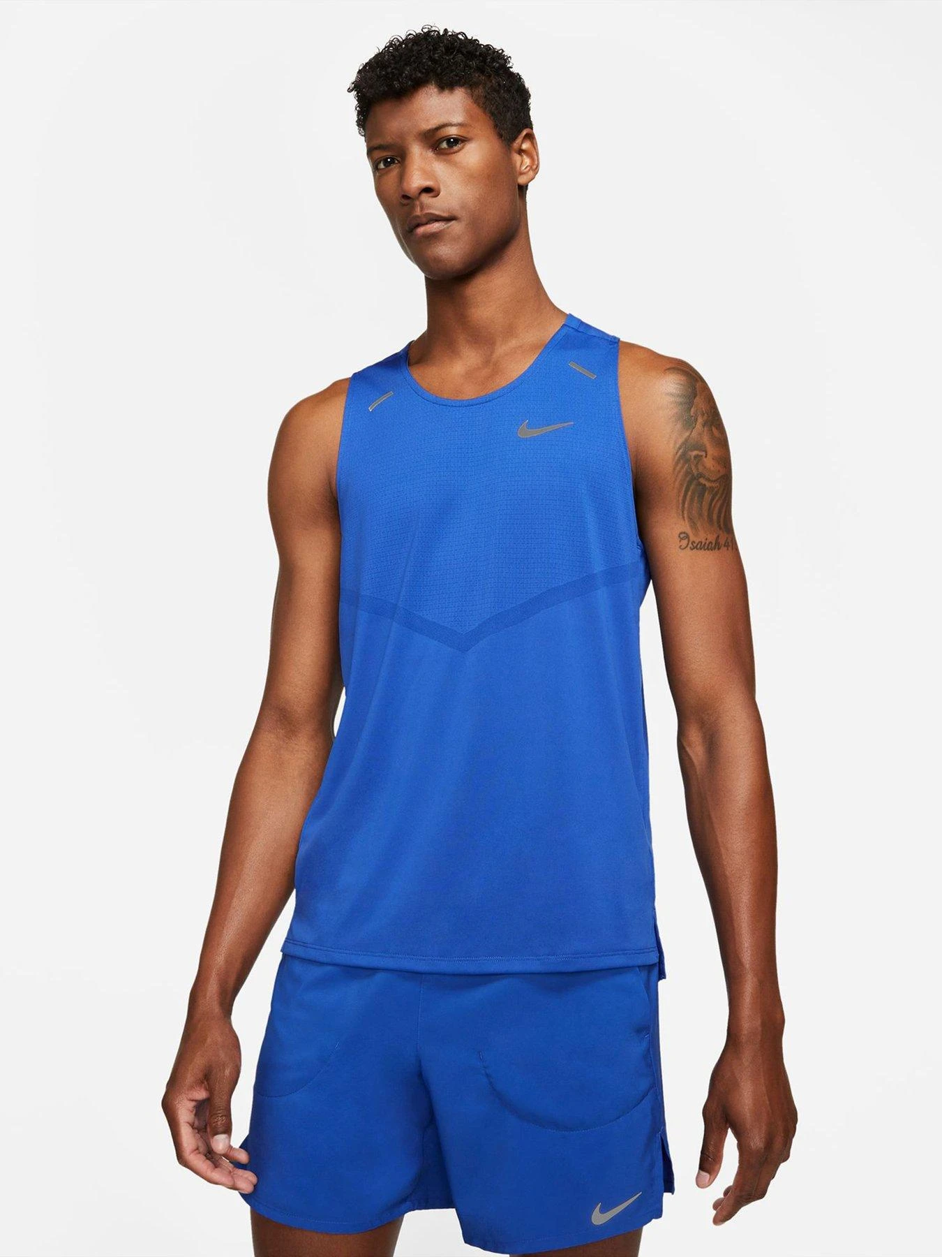 Nike Men's Dri Fit Rise 365 Running Tank - Blue 1 Nike Men's Dri Fit Rise 365 Running Tank - Blue