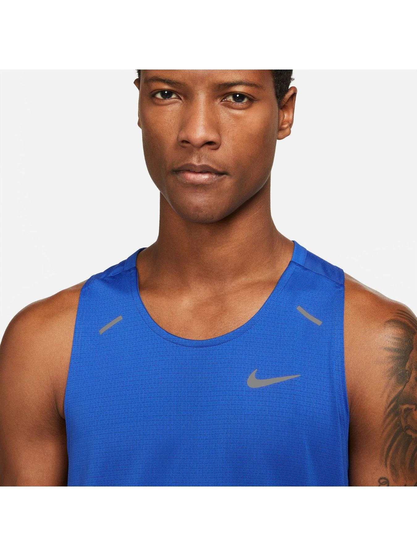 Nike Men's Dri Fit Rise 365 Running Tank - Blue 4 Nike Men's Dri Fit Rise 365 Running Tank - Blue - Image 4