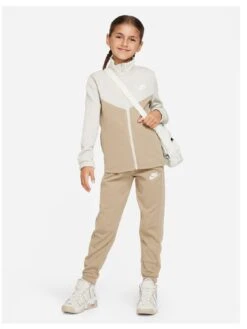 Nike Older Unisex Poly Full Zip Tracksuit - Light Brown