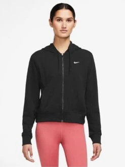 Nike Dri-FIT One Full-Zip French Terry Hoodie  - Black/White