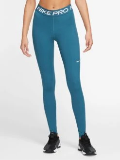 Nike Pro Mid-Rise Mesh-Panelled Leggings - Blue