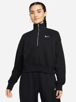 Nike Sportswear Phoenix Fleece Women's Oversized 1/2-Zip Crop Sweatshirt - Black