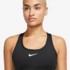 Nike Swoosh Medium Support Padded Sports Bra - Black/White