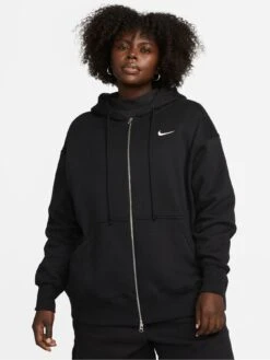 Nike Phoenix Fleece Oversized Full-Zip Hoodie - Black (Curve)