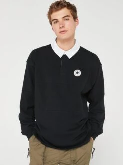 Converse Long Sleeve Branded Rugby - Black