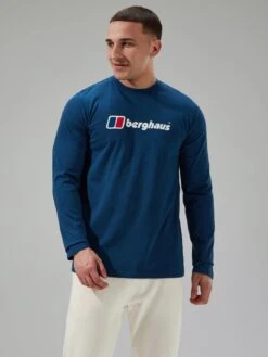 Berghaus Organic Big Logo Long Sleeved T-shirt - Blue