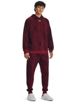 UNDER ARMOUR Mens Training Rival Fleece Printed Hoodie - Red -Sport Sphere VLGIY SQ3 0000000017 RED MDo