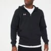 UNDER ARMOUR Mens Training Rival Fleece Full Zip Hoodie - Black/White