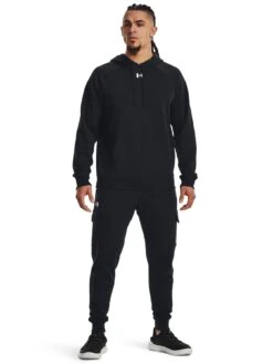 UNDER ARMOUR Mens Training Rival Fleece Hoodie - Black/White -Sport Sphere VLGKT SQ3 0000000019 BLACK WHITE MDo
