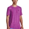 UNDER ARMOUR Mens Training Seamless Grid T-Shirt - Purple