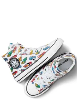 Converse Chuck Taylor All Star Cars 1v Kids Hi Top Trainers -Sport Sphere VLTSH SQ4 0000000013 WHITE SLt