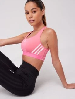 Adidas Performance Powerreact Training Medium-support 3-stripes Bra - Pink -Sport Sphere VM05Z SQ5 0000000063 PINK MDd1
