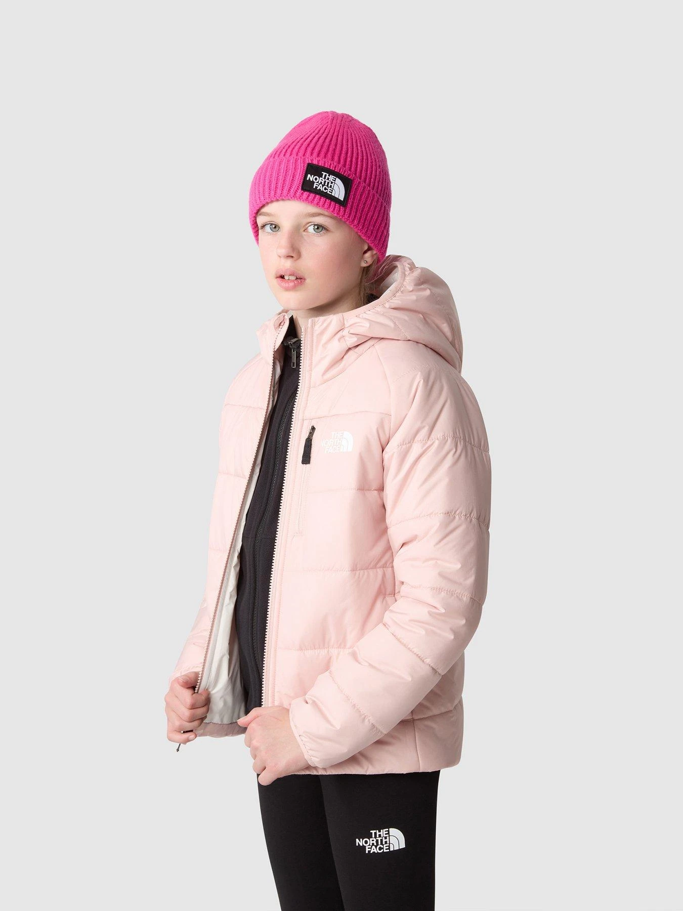 THE NORTH FACE Girls Reversible Perrito Jacket - Light Pink 2 THE NORTH FACE Girls Reversible Perrito Jacket - Light Pink - Image 2