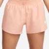Nike Women's Dri Fit Mid-Rise Brief-Lined Running Shorts - Orange