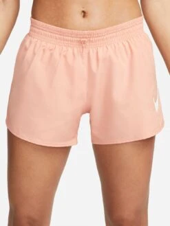 Nike Women's Dri Fit Mid-Rise Brief-Lined Running Shorts - Orange